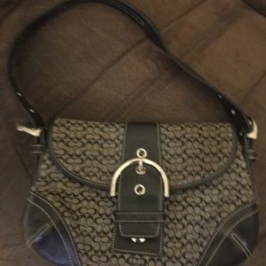 Coach Black Leather Trim Hobo Bag